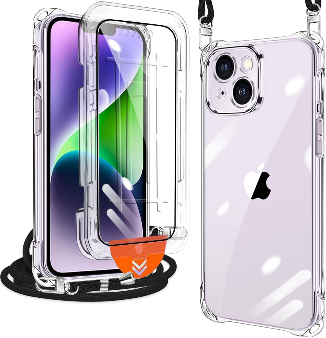 Amazon.co.jp: iPhone 14 Plus ケース クリア ショルダー [1枚ガラス